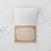 Rustic Fall Leaves Linen Canvas DANK JE Bedankkaart (Binnen)