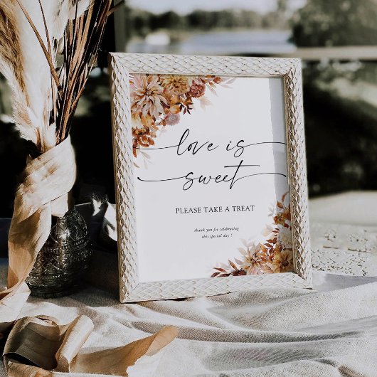 Rustic Fall Leaves Love is een zoet teken Reclamebord Met Voetstuk