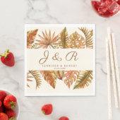 Rustic Fall Leaves Monogram Trouwservet Servet (Insitu)