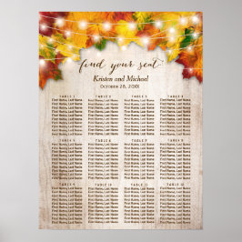 Rustic Fall Leaves String Lights-stuurgrafiek Poster