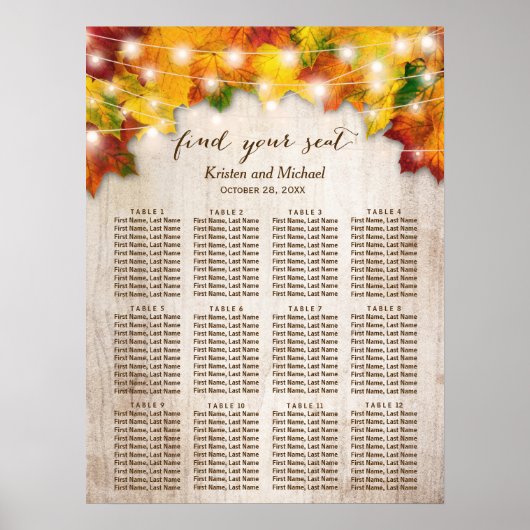 Rustic Fall Leaves String Lights-stuurgrafiek Poster (Voorkant)