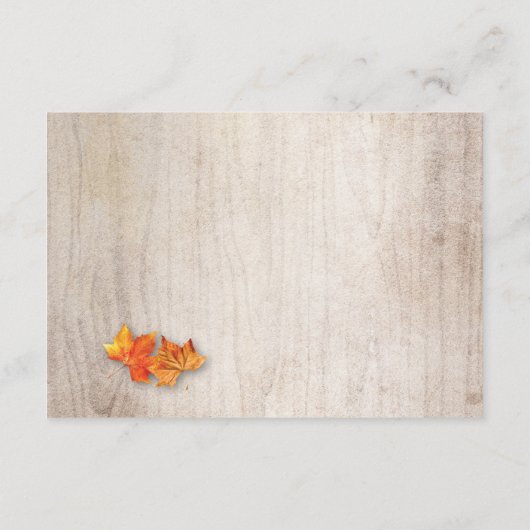 Rustic Fall Leaves String Lights Wedding Details Informatiekaartje (Achterkant)