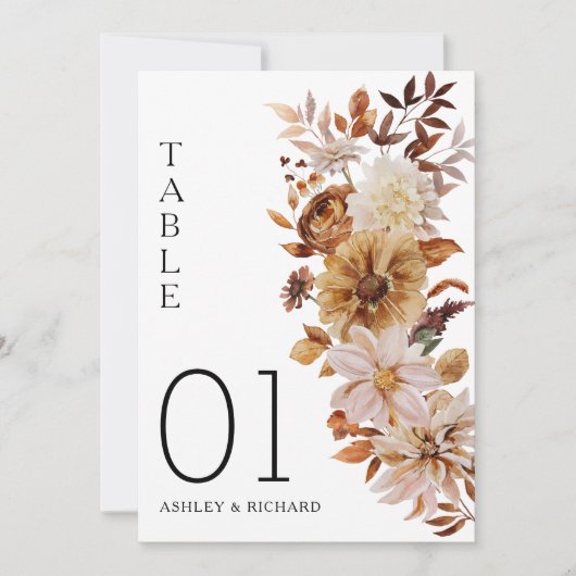 Rustic Fall Leaves Trouwtafel Nummer Kaart (Voorkant)