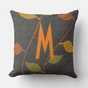 Rustic Fall Leaves Vibe Toevoegen Monogram Kussen