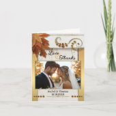 Rustic Fall Leaves Wedding Photo Thank You Card Bedankkaart (Voorkant)