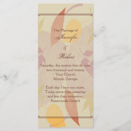 Rustic Fall Leaves Wedding Program Programmakaart