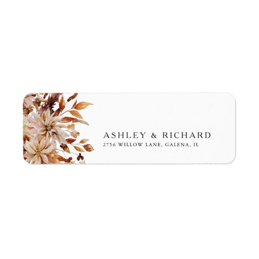 Rustic Fall Leaves Wedding Retour Adreslabel Etiket (Voorkant)