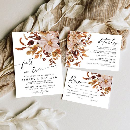 Rustic Fall Leaves Wedding RSVP Kaart