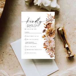 Rustic Fall Leaves Wedding RSVP Kaart