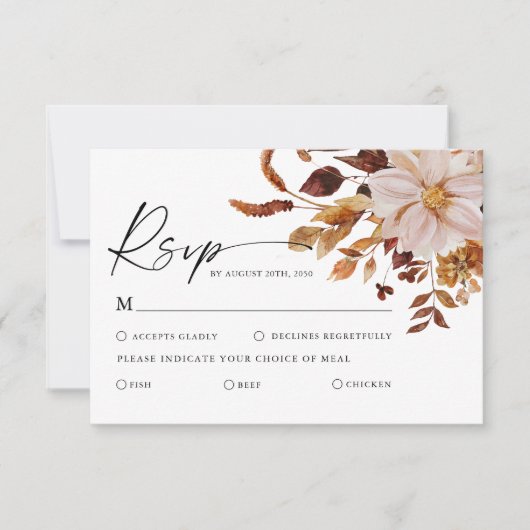 Rustic Fall Leaves Wedding RSVP Kaart (Voorkant)