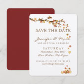 Rustic Fall Leaves Wedding Save the Date (Voorkant / Achterkant)