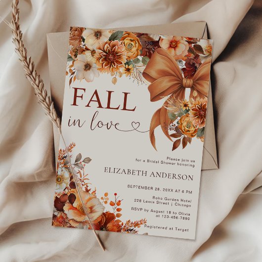 Rustic Fall Love In Bloom Bridal Shower Party Kaart