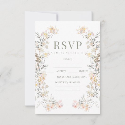 Rustic Fall Meadow Wildflower Wedding RSVP cards (Voorkant)