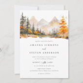 Rustic Fall Mountain Pine Forest Photo Wedding Kaart (Voorkant)