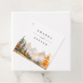 Rustic Fall Mountain Pine Forest Wedding Bedankjes Labels (In situ)