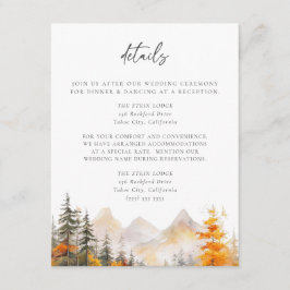 Rustic Fall Mountain Pine Forest Wedding Details Informatiekaartje