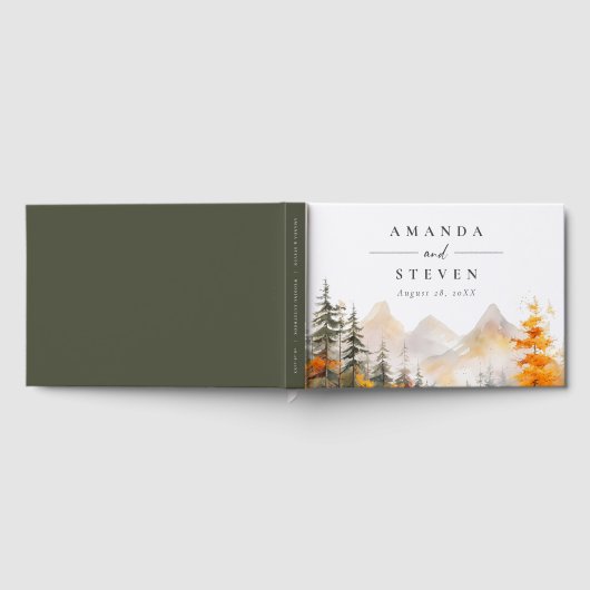 Rustic Fall Mountain Pine Forest Wedding Gastenboek (Volledig)