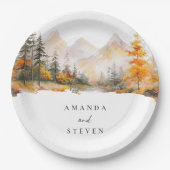 Rustic Fall Mountain Pine Forest Wedding Papieren Bordje (Voorkant)