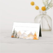 Rustic Fall Mountain Pine Forest Wedding Plaatskaartje (Voorkant)