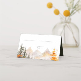 Rustic Fall Mountain Pine Forest Wedding Plaatskaartje