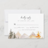 Rustic Fall Mountain Pine Forest Wedding RSVP Kaartje (Voorkant)