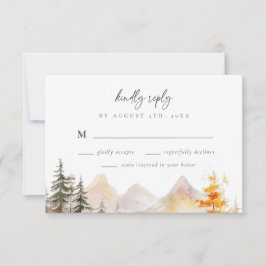 Rustic Fall Mountain Pine Forest Wedding RSVP Kaartje