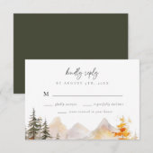 Rustic Fall Mountain Pine Forest Wedding RSVP Kaartje (Voorkant / Achterkant)
