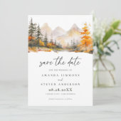 Rustic Fall Mountain Pine Forest Wedding Save The Date (Staand voorkant)