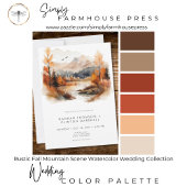 Rustic Fall Mountain Scene Watercolor Wedding Kaart