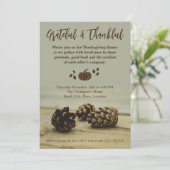 Rustic Fall Pinecones On Wood Pumpkin Thanksgiving Kaart (Staand voorkant)