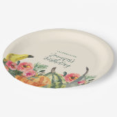 Rustic Fall Pink Floral Pumpkins Birthday Party Papieren Bordje (Gekanteld)