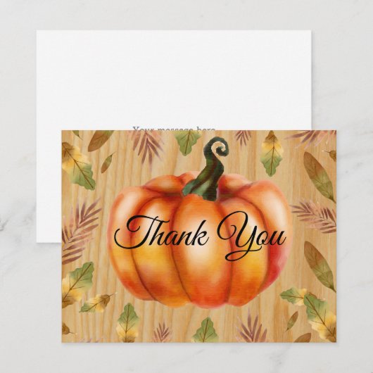 Rustic Fall Pompoen Oranje Bedankkaart (Voorkant / Achterkant)