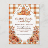 Rustic Fall Pumpkin Fox Baby Shower Invitation Briefkaart (Voorkant)