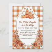 Rustic Fall Pumpkin Fox Baby Shower Invitation Kaart (Voorkant)
