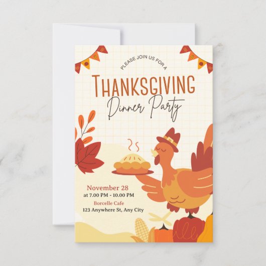 Rustic Fall Pumpkin Thanksgiving Invitation Kaart (Voorkant)