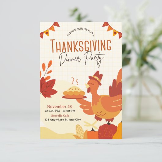 Rustic Fall Pumpkin Thanksgiving Invitation Kaart (Staand voorkant)