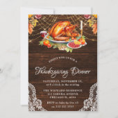 Rustic Fall Roasted Turkey Wood Thanksgiving Kaart (Voorkant)
