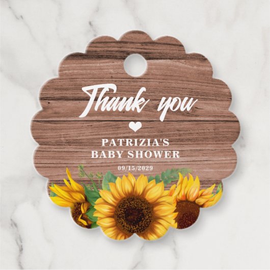 Rustic Fall Sunflower | Baby Shower Bedankjes Labels (Voorkant)