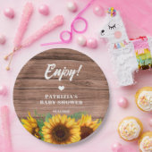 Rustic Fall Sunflower | Baby Shower Papieren Bordje (Feest)