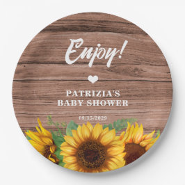 Rustic Fall Sunflower | Baby Shower Papieren Bordje