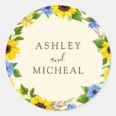 Rustic Fall Sunflower Wreath Wedding Sticker (Voorkant)