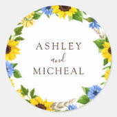 Rustic Fall Sunflower Wreath Wedding Sticker (Voorkant)