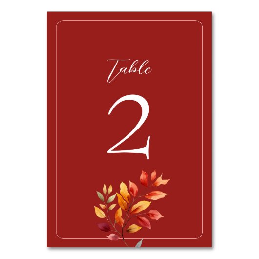Rustic Fall Trouwtafel Nummer Kaart (Achterkant)