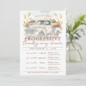 Rustic Fall Truck Progressive Thanksgiving Dinner Kaart (Staand voorkant)