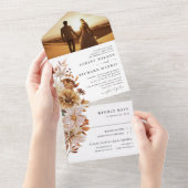 Rustic Fall verlaat bruiloft All In One Uitnodiging (Afscheurbaar)