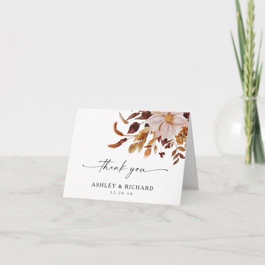 Rustic Fall verlaat bruiloft Bedankkaart (Voorkant)