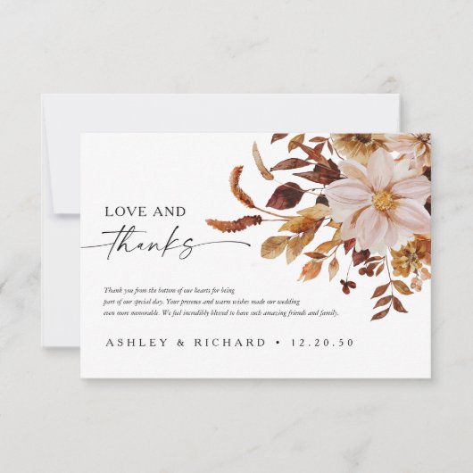 Rustic Fall verlaat bruiloft Bedankkaart (Voorkant)