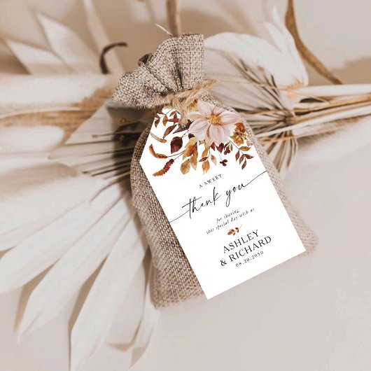 Rustic Fall verlaat bruiloft Cadeaulabel