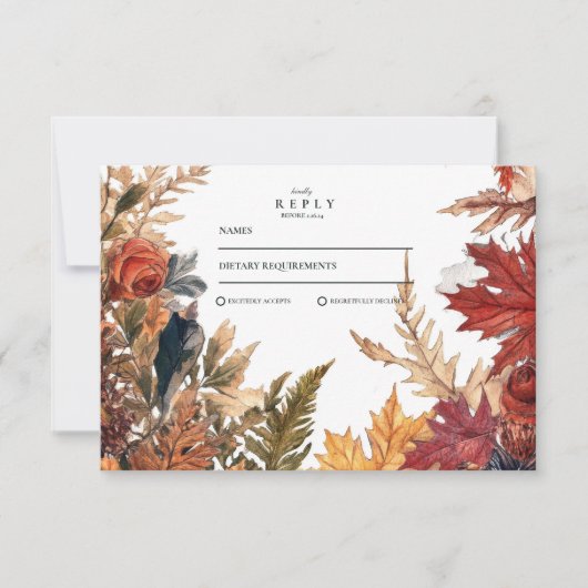 Rustic Fall verlaat bruiloft RSVP Kaartje (Voorkant)