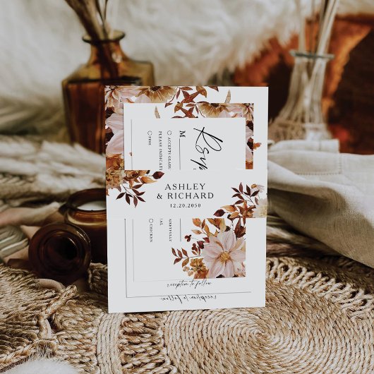 Rustic Fall verlaat bruiloft Uitnodigingen Wikkel
